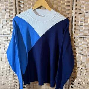 M&Co Colorblock Sweater US 14 Blue White Mock Neck